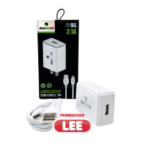 ADAPTADOR CON CABLE TIPO-C 2.1A (1M) BAGGO