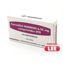 CARVEDILOL 6.25 MG X 28 TAB (NORMON) (POR UNIDAD)
