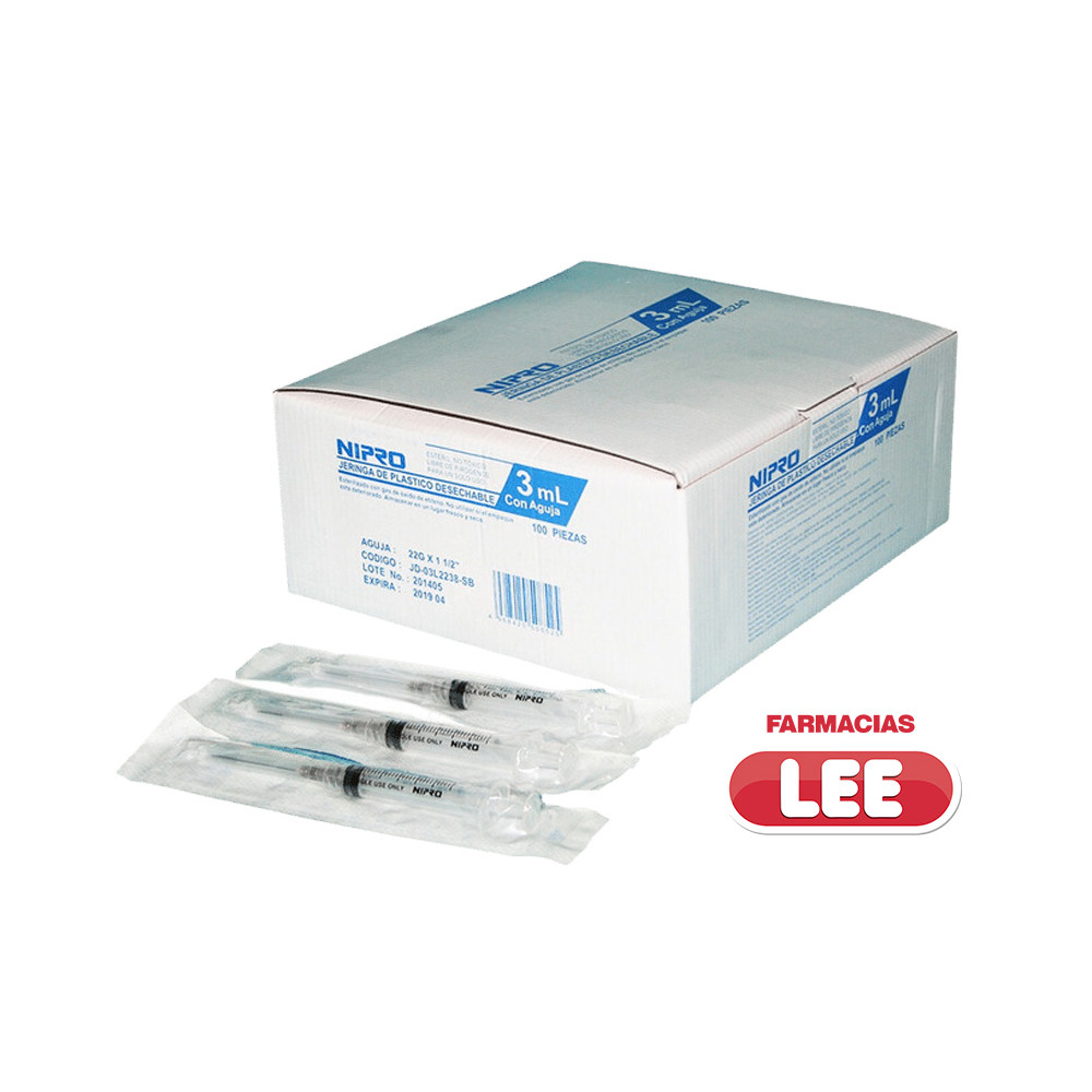 NIPRO JERINGA 3ML X 21G X 1-1/2" X 100 POR UNIDAD